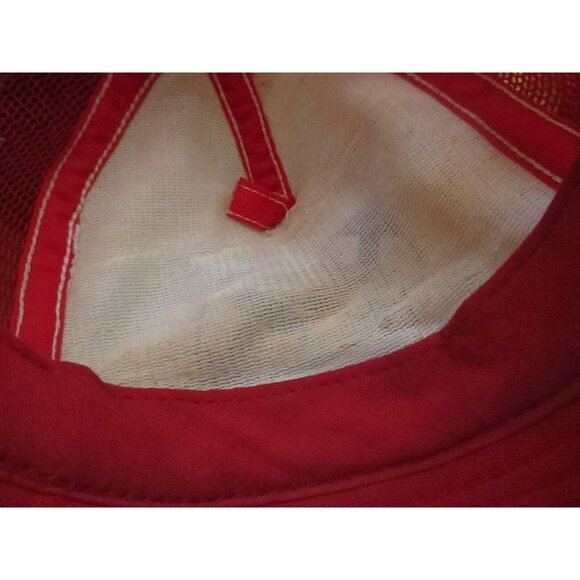 HAT MESH TRUCKER CAP Vtg 70s OMAHA NEBRASKA POM POM BILLED RED - Picture 5 of 5
